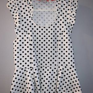 Anthropologie 9-H15 STCL Peplum Polka dot shirt Sz M